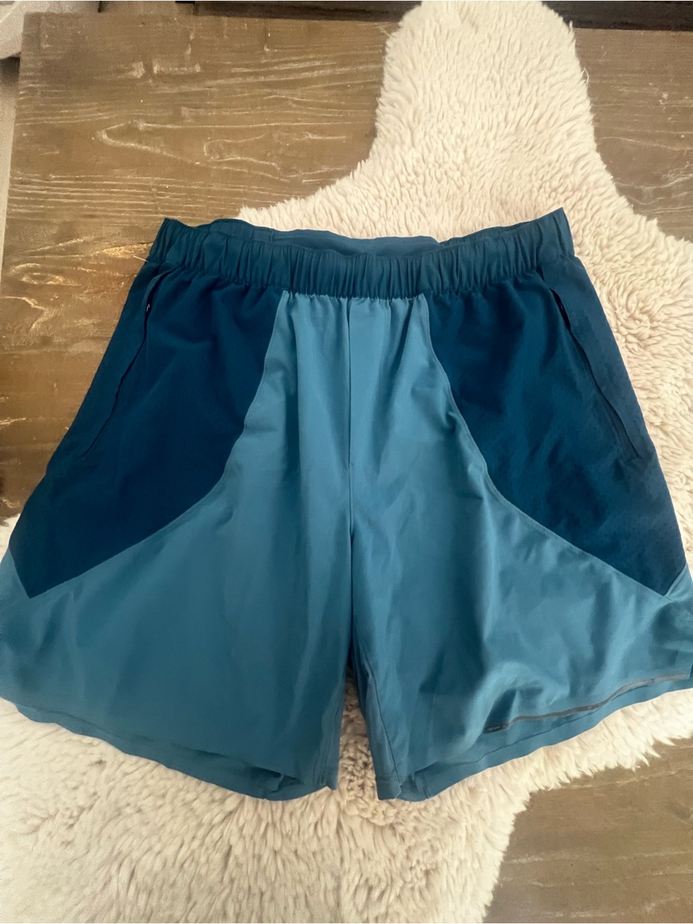 lululemon athletica Two-Tone Teal and Navy Athletic Shorts